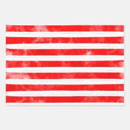 Hoja De Papel De Regalo Navidades simples divertidos Red Stripe Watercolor