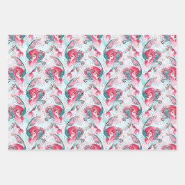 Hoja De Papel De Regalo Navidades Sirena y amigos