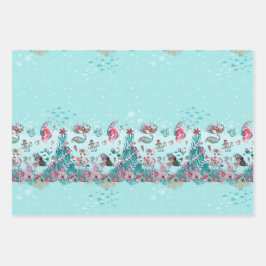 Hoja De Papel De Regalo Navidades Sirena y amigos