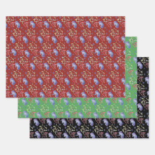 Hoja De Papel De Regalo Navidades Snowflake, Mittens y Mistletoe Pattern