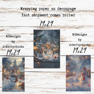 Hoja De Papel De Regalo Navidades Snowmen Village Decoupage