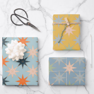 Hoja De Papel De Regalo Navidades Star Retro Vintage clásico tradicional