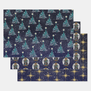 Hoja De Papel De Regalo Navidades Starry Night 3 Variaciones