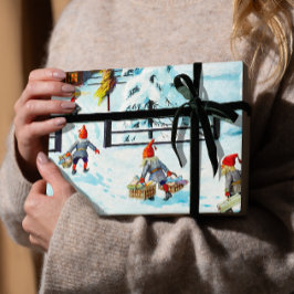 Hoja De Papel De Regalo Navidades suecos Blue Jenny Nyström Gnome Vintage