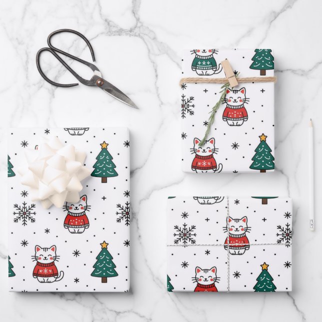 Hoja De Papel De Regalo Navidades Sweater Kittens (Anverso)
