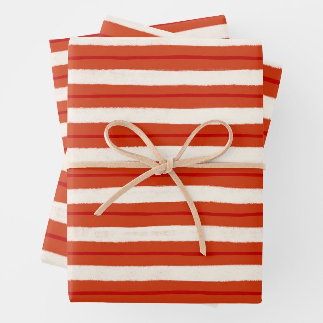 Hoja De Papel De Regalo Navidades texturados rayas de vacaciones en rojo y (In situ)