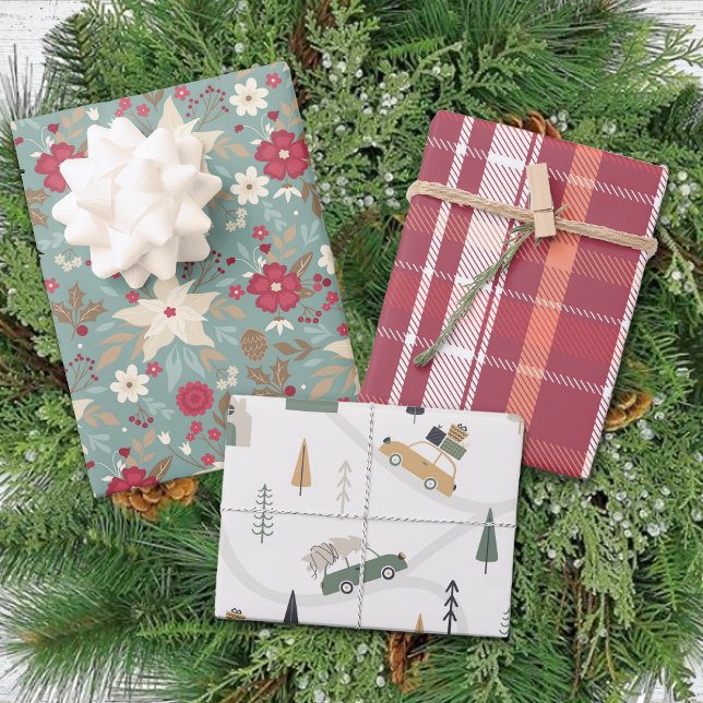 Hoja De Papel De Regalo Navidades tradicionales de invierno de Poinsettia (Subido por el creador)