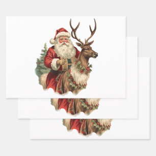 Hoja De Papel De Regalo Navidades tradicionales retro Santa Classic