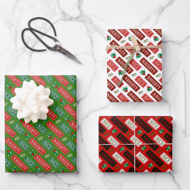 Hoja De Papel De Regalo Navidades traviesos y bonitos (Anverso)