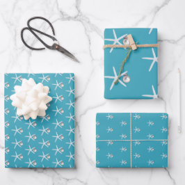 Hoja De Papel De Regalo Navidades Tropical Blue Starfish n Ornaments