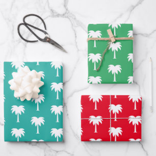 Hoja De Papel De Regalo Navidades tropicales en el patrón de palmeras de j