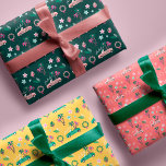 Hoja De Papel De Regalo Navidades tropicales Fala deja correr el convertib<br><div class="desc">Celebre la temporada festiva con nuestras divertidas hojas de papel de envoltura tropical, festiva y colorida. Nuestro diseño tropical festivo cuenta con tres diseños y colores complementarios diferentes. Este divertido patrón de Navidades incorpora cintas, auto convertible rosa y verde que lleva palmeras en la parte de atrás, corona de palmeras...</div>