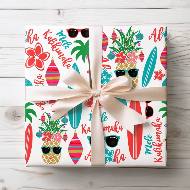 Hoja De Papel De Regalo Navidades tropicales hawaianos Mele Kalikimaka (Subido por el creador)