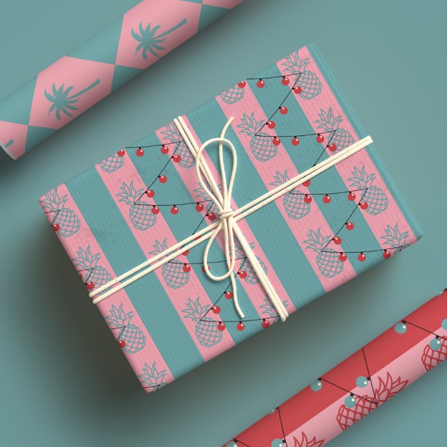 Hoja De Papel De Regalo Navidades tropicales - piña rosa preppy moderna (Subido por el creador)