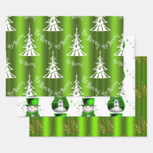 Hoja De Papel De Regalo Navidades verdes