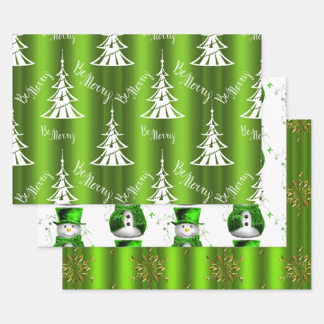 Hoja De Papel De Regalo Navidades verdes (Set)