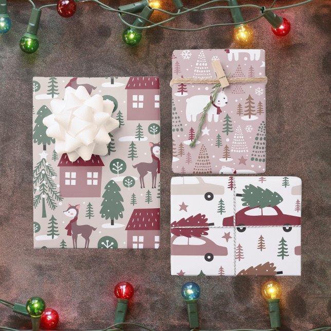 Hoja De Papel De Regalo Navidades verdes de Borgoña Rosa (Subido por el creador)