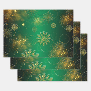 Hoja De Papel De Regalo Navidades Verdes Y Oro Wind Wonderland
