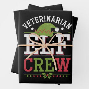 Hoja De Papel De Regalo Navidades Veterinarios Elf Técnico Veterinario