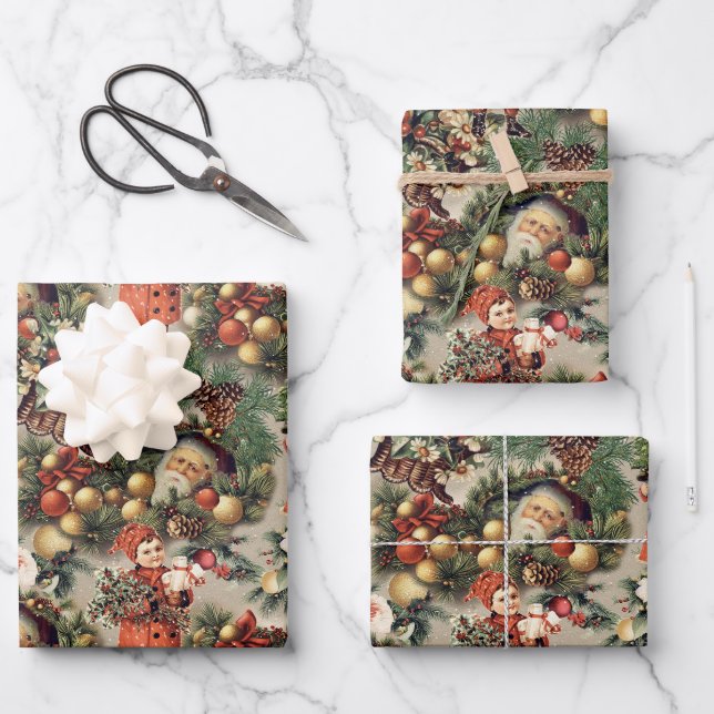 Hoja De Papel De Regalo Navidades victorianos baubles (Anverso)