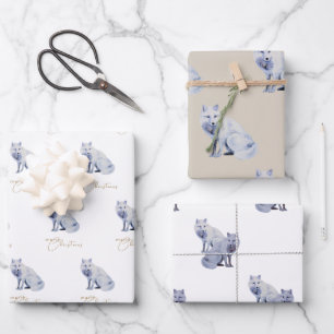 Hoja De Papel De Regalo Navidades Watercolor White Arctic Fox