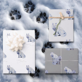 Hoja De Papel De Regalo Navidades Watercolor White Arctic Fox