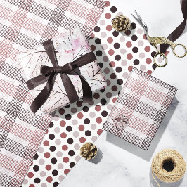 Hoja De Papel De Regalo Navidades Wine Berry Gray Rosa Abstract Plaid