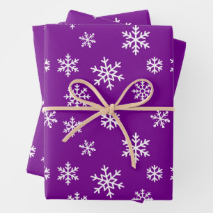 Hoja De Papel De Regalo Navidades Winter Snowflakes Pattern Purple