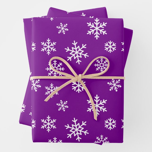 Hoja De Papel De Regalo Navidades Winter Snowflakes Pattern Purple (In situ)