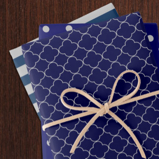 Hoja De Papel De Regalo Navy Blue Gray Patterned Wrapping Paper Sheets