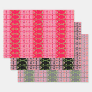 Hoja De Papel De Regalo Negro rosa brillante y gris