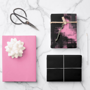 Hoja De Papel De Regalo Negro rosa y gris