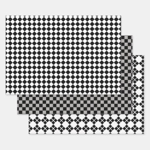 Hoja De Papel De Regalo Negro y blanco con gris