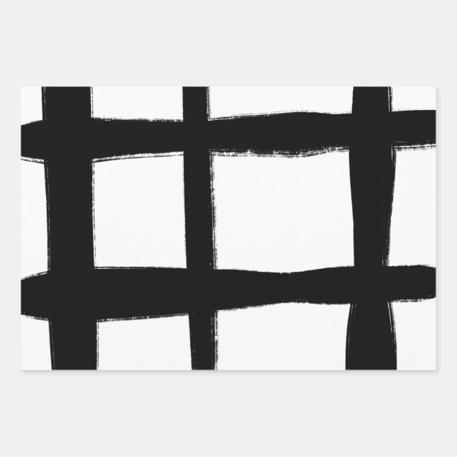 Hoja De Papel De Regalo Negro y blanco mínimo (Anverso)