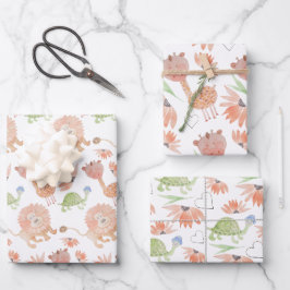 Hoja De Papel De Regalo Nena Giraffe Watercolor Jungla Tropical