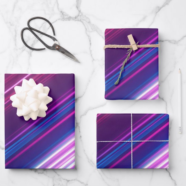 Hoja De Papel De Regalo Neon Abstract Glow Pattern Design (Anverso)
