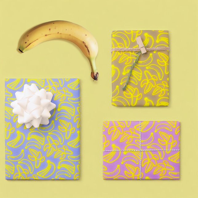 Hoja De Papel De Regalo Neon Bananas (Subido por el creador)