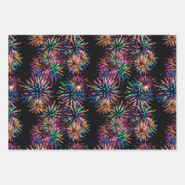 Hoja De Papel De Regalo Neon Fireworks