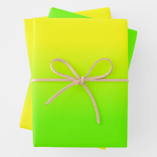 Hoja De Papel De Regalo Neon Green and Neon Yellow Ombré  Shade Color Fade