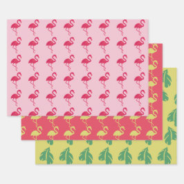 Hoja De Papel De Regalo Neon Pink Flamingo Tropical