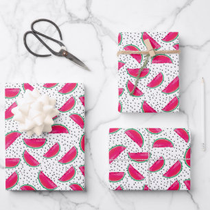 Hoja De Papel De Regalo Neon Watermelon on Seeds Pattern