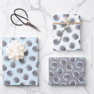 Hoja De Papel De Regalo Neopolita Mastiff Pintura Gris Original Perro Arte