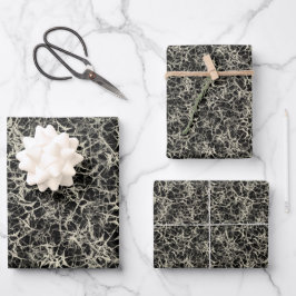 Hoja De Papel De Regalo Neuronas de red en negro - patrón sin fisuras.
