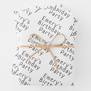 Hoja De Papel De Regalo Neutral minimalista con nombre Cumpleaños Feliz