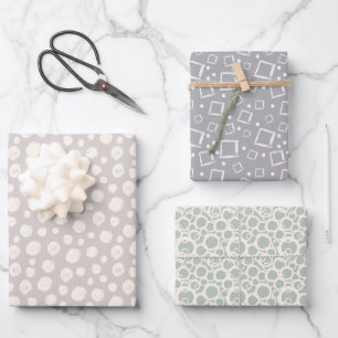 Hoja De Papel De Regalo Neutral verde de la franja gris de color beige tau