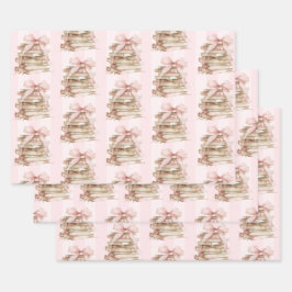 Hoja De Papel De Regalo New Chapter Pink Bow Stripes