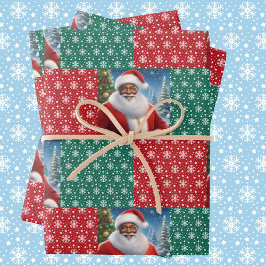 Hoja De Papel De Regalo Nieve africana norteamericana de nieve en rojo y v