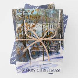 Hoja De Papel De Regalo Nieve caída Acuarela