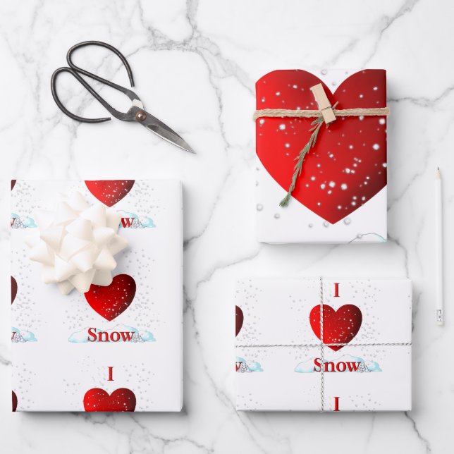 Hoja De Papel De Regalo Nieve cardíaca (Anverso)
