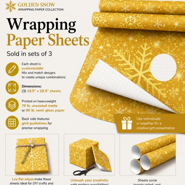 Hoja De Papel De Regalo Nieve Dorada (Subido por el creador)
